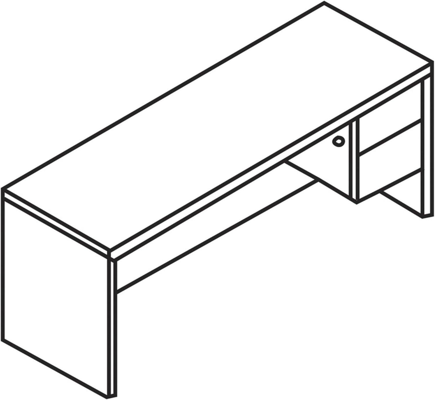 HON 10500 72 by 24 by 29-1/2-Inch 3/4 Right Pedestal Credenza, Mahogany Frame/Top
