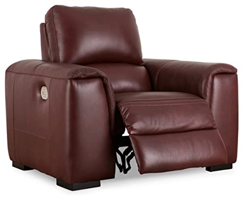 Signature Design by Ashley Alessandro Modern Power Recliner with Adjustable Headrest, Red