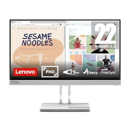 Lenovo L24e-40 Monitor, 23.8” Display, Full HD Resolution, 250 nits Brightness, 100Hz Refresh Rate, AMD FreeSync, HDMI and VGA Ports, Tilt-Adjustable Stand, Natural Low Blue Light, Cloud Grey