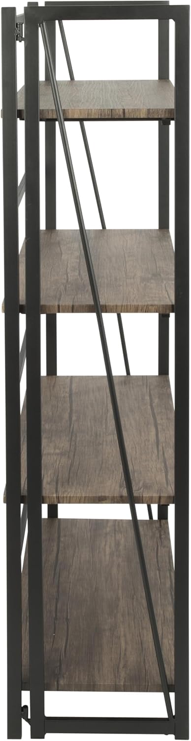 4 Tier Bookshelf Rustic Industrial Bookcase with Modern Open Wood Shelves, Brown