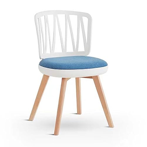 TemkIN Modern Plastic Dining Chairs Set of 4, with Wood Legs, Armless Lounge Chair, for Living, Bedroom Kitchen Restaurants, Quick Assembly (Color : Blue, Size : 44 * 53 * 80cm)