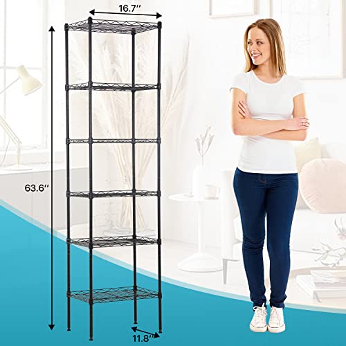 6 Wire Shelving Unit Adjustable Storage Shelf Metal Storage Rack with Leveling Feet for Closet Laundry Pantry Kitchen Garage 600 LBS Capacity 16.7