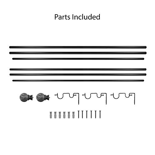 Decopolitan MARBLE BALL DOUBLE CURTAIN ROD SET, 72 to 144-Inches, Antique Silver