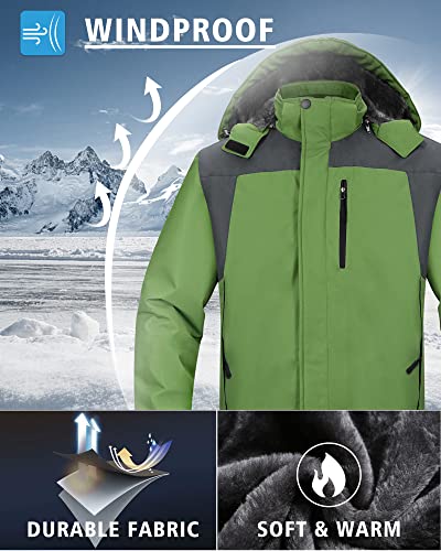 HDL Men's Winter Waterproof Ski Snow Jacket Winter Windproof Rain Jacket