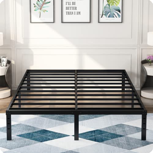 14 Inch Queen Bed Frame, Sturdy Steel Slat Support,3500 lbs Heavy Duty Metal Platform Bed Frames,Quiet Noise Free,Easy Assembly,No Box Spring Needed,Black