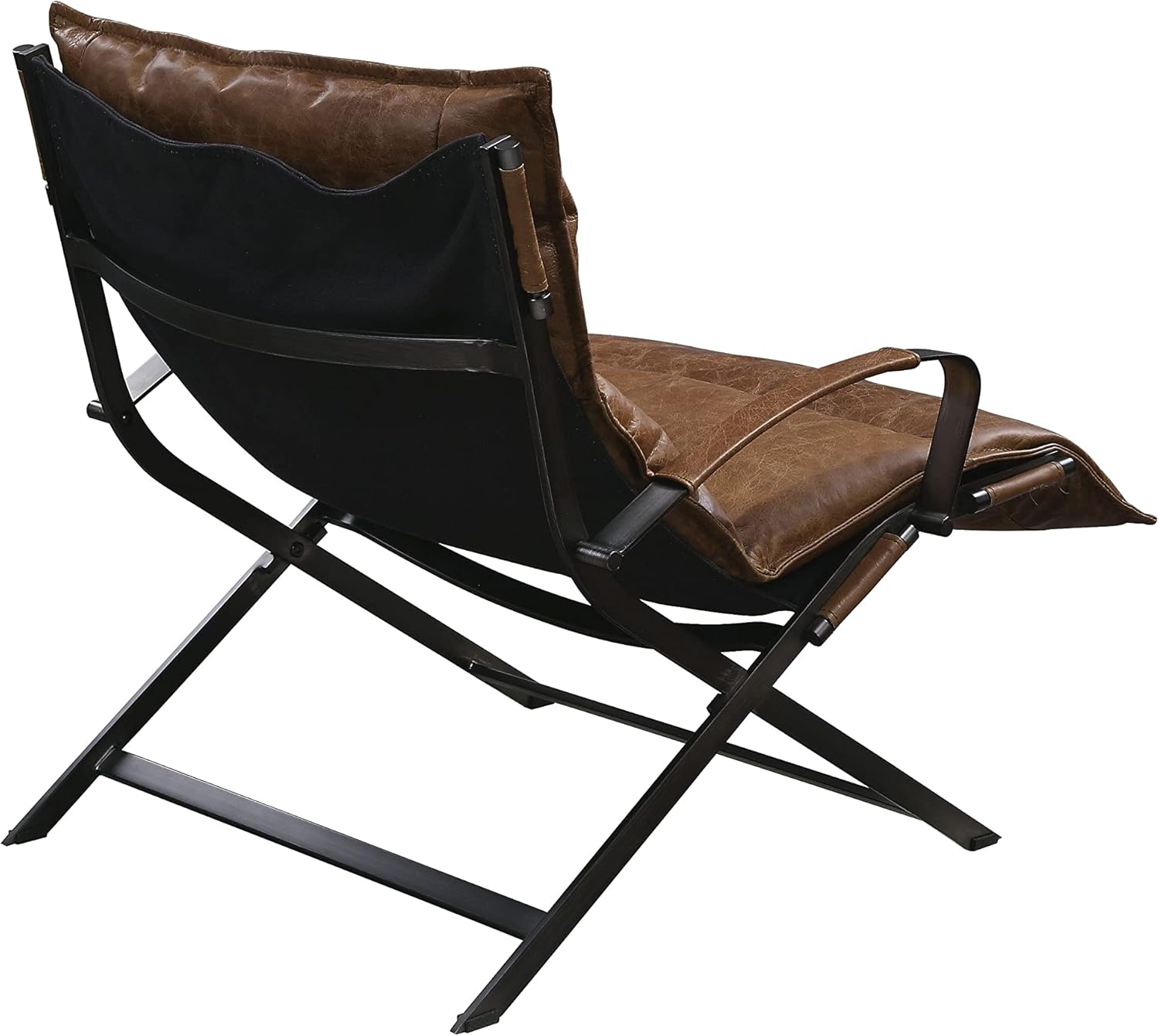 Acme Zulgaz Accent Chair in Cocoa Top Grain Leather and Matt Iron