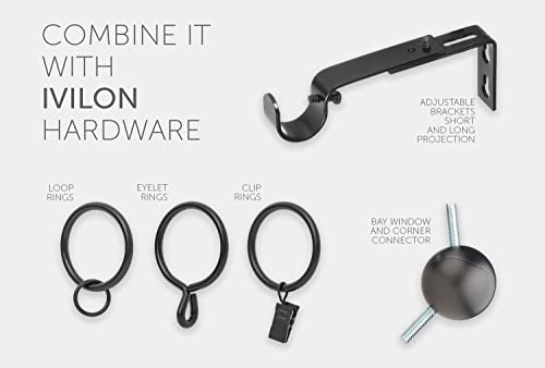 Ivilon Drapery Window Curtain Rod - Knob Design, 1 Inch Rod, 48 to 86 Inch. Satin Nickel