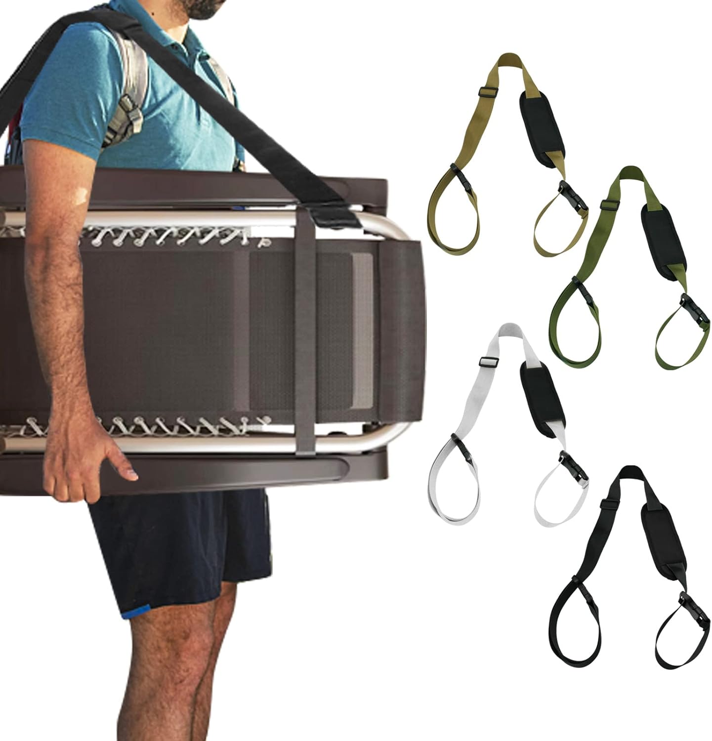 4 Packs Carry Straps - Folding Beach Chair Straps - Shoulder Chair Carry Straps - Adjustable Replacement Carrying Strap for Backpacking Beaches Picnic Summer Outdoor Camping Accessories (4 Colors)