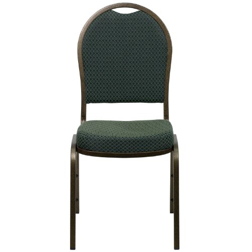 Flash Furniture 4 Pack HERCULES Series Dome Back Stacking Banquet Chair in Beige Patterned Fabric - Gold Frame