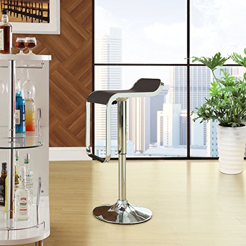 Modway LEM Mid-Century Modern Faux Leather Upholstered Adjustable Swivel Bar Stool in White
