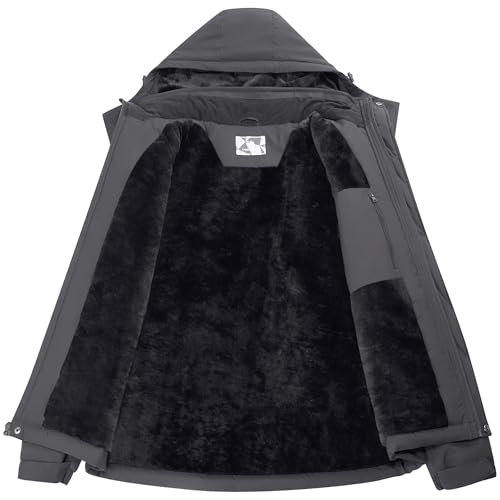 CAMEL CROWN Men's Winter Coat Waterproof Ski Jacket Fleece Lined Windproof Raincoat for Snow Outdoor Hiking Mountain