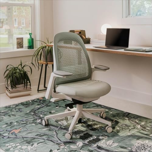 Haworth Breck Office Chair - Ergonomic Desk Seat with Height-Adjustable Lumbar Support, Black Trim, and 4D-Arms (Coal)