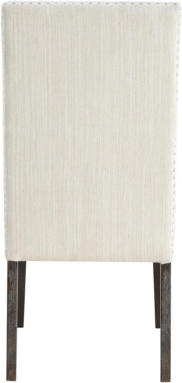 Steve Silver Upholstered Classic Styling, Dusty Charcoal Finish, Cream Fabric, Hutchins Dining Collection, Set of 2 Side Chair