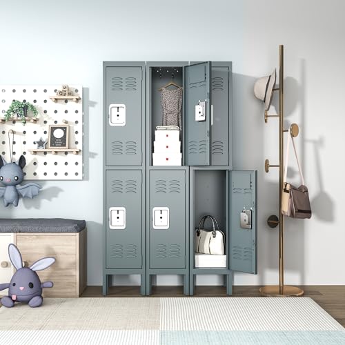 Employee Storage Locker,6 Door Storage Locker，Metal Locker for Employees Office Steel Gym Lockers with Card Slot Office Storage Lockers for Home,School(Black)