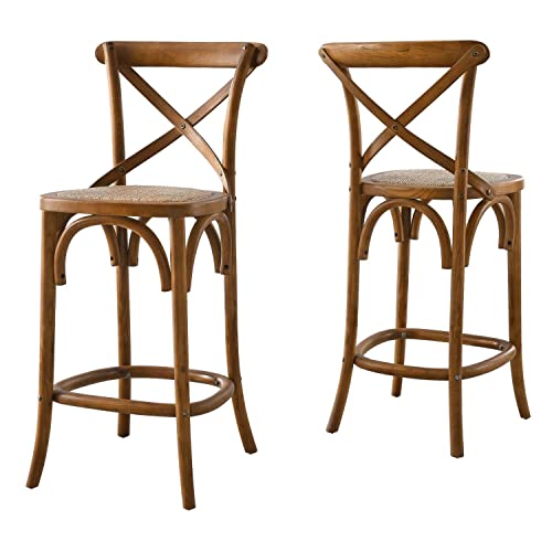 Modway Gear X-Back Wood Bar Stool in White