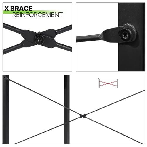 Magshion 47 Inch Computer Desk, Computer Desk with Shelves, Home Office Writing Desk, PC Table withe 2 - Tier, Black Metal Frame, Rustic Brown