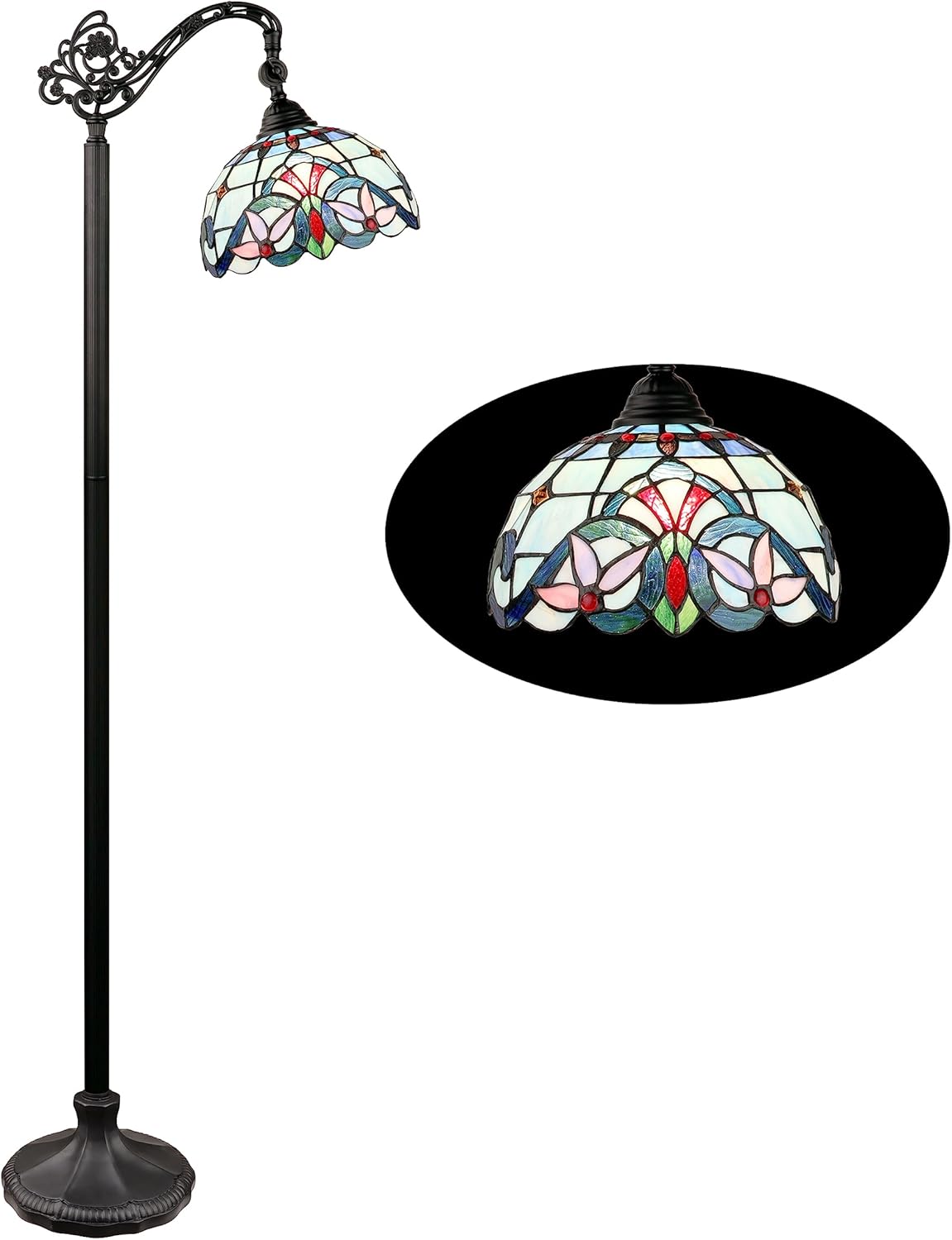 Chloe Lighting GRENVILLE Victorian-Style 1-Light Dark Bronze Finish Reading Floor Lamp 11