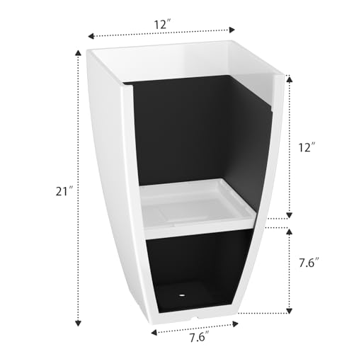 Large Square Tall Planters - 21'' Lightweight Flower Pots with Drainage Design for Indoor/Outdoor (Black, 2 Set)