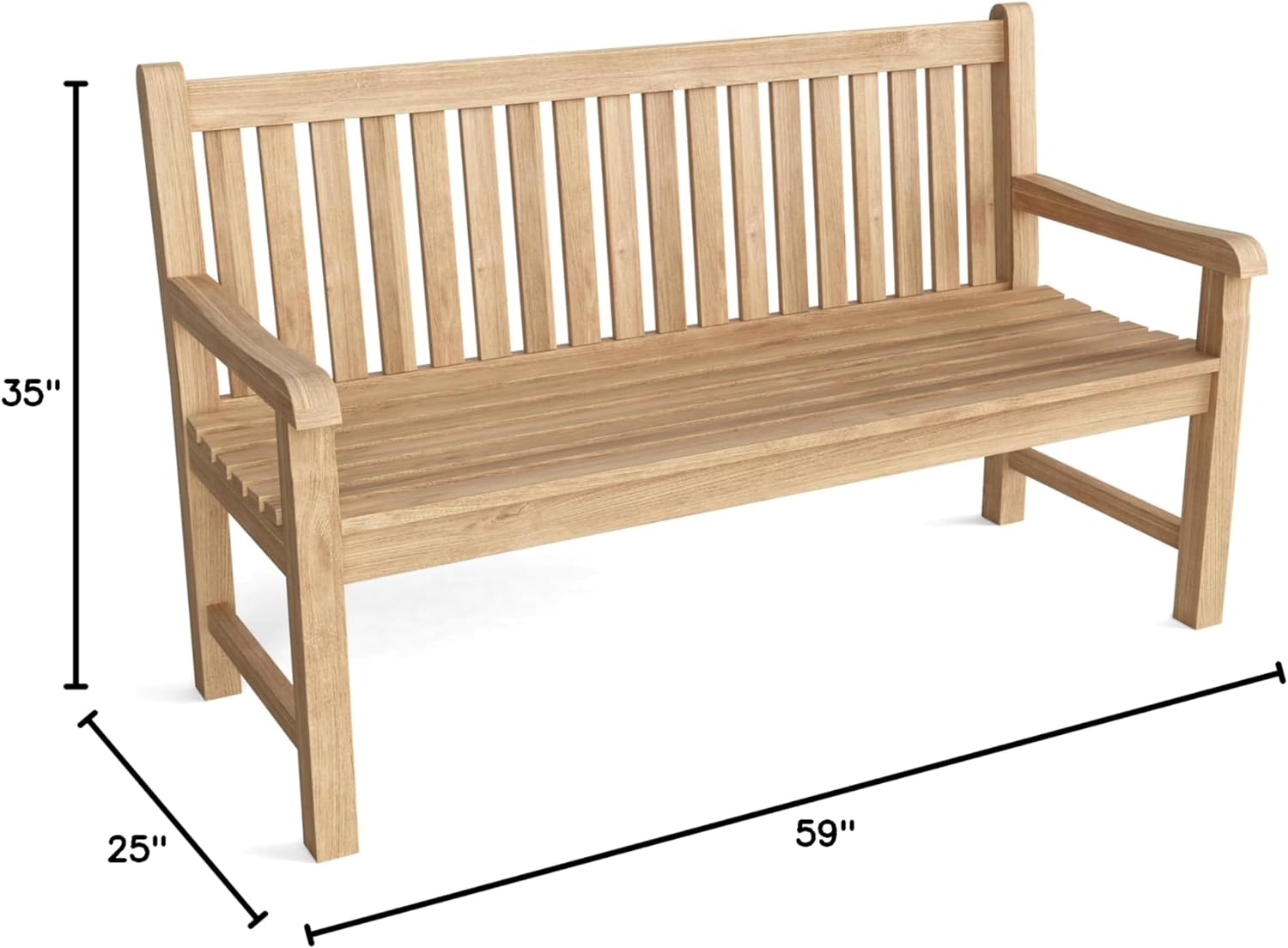Anderson Teak BH-005S - No Cushion Classic 3-Seater Bench