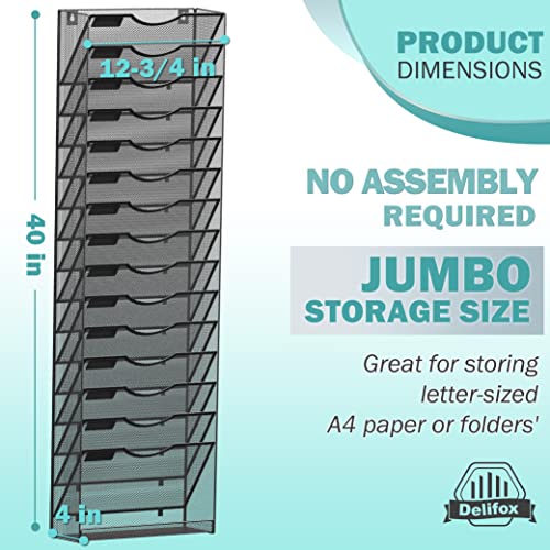 2 Pack 10-Tier Wall Mounted Hanging File Organizer Metal Mesh Wall File Holder Organizer Magazine Rack Multipurpose Use for Office