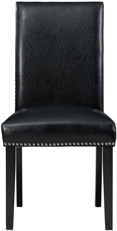 Renaissance RomanceFaux Leather Side Chair Set in Black, 25