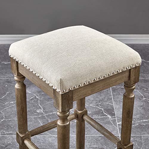 Ball & Cast Counter Height Barstool Upholstered Counter Stool Weathered Oak Finish 2-Pack 26
