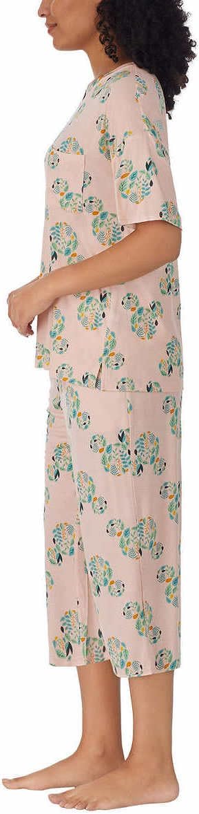 Disney Womens 2 Piece Capri Pajama Set (X-Large, Mickey Mouse Pink)
