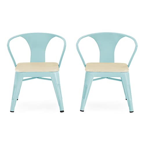 Delta Children Bistro Kids Play Table + Bistro 2-Piece Chair Set (Bundle), Black Metal/Grey Barnboard