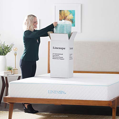 Linenspa 3 Inch Convoluted Gel Swirl Memory Foam Mattress Topper - Promotes Airflow - Relieves Pressure Points - Twin