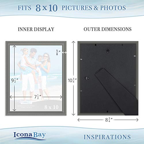 Icona Bay 8x10 Picture Frames (White, 2 Pack), Beautifully Detailed Molding, Contemporary Picture Frame Set, Wall Mount or Table Top, Inspirations Collection