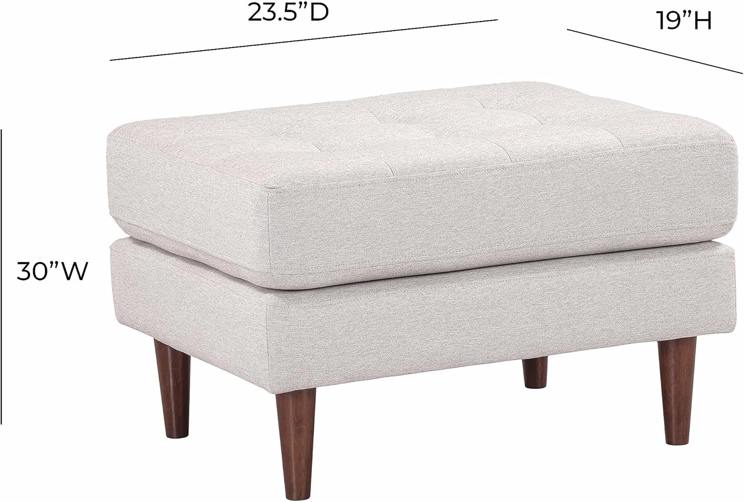 TOV Furniture Cave Beige Tweed Upholstered Ottoman