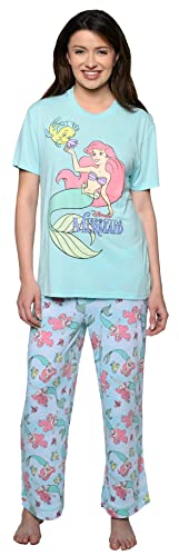 Disney Womens Pajama Set The Little Mermaid Print T-shirt and Lounge Pants