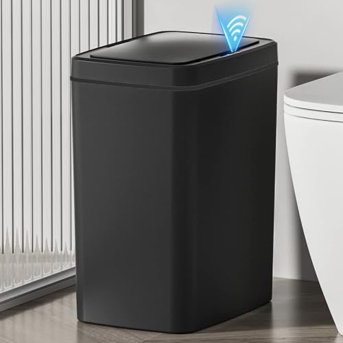 Homie Automatic, Smart Trash Can 3.2 Gallon with Touchless Motion Sensor and Anti - Bag Slip Lid, Use as Mini Garbage Basket, Slim Dust Bin, or Decor in Bathroom, Restroom, Kitchen (Matte Black)