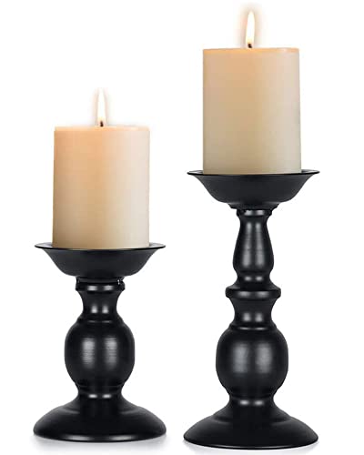 Retro Iron Candle Holder Cylindrical Candle Holder Table Candle Holder for Wedding, Festival and Birthday Candlelight Dinner Decorative Light Home Décor Ornament Wedding Table Ornament (2Pcs)