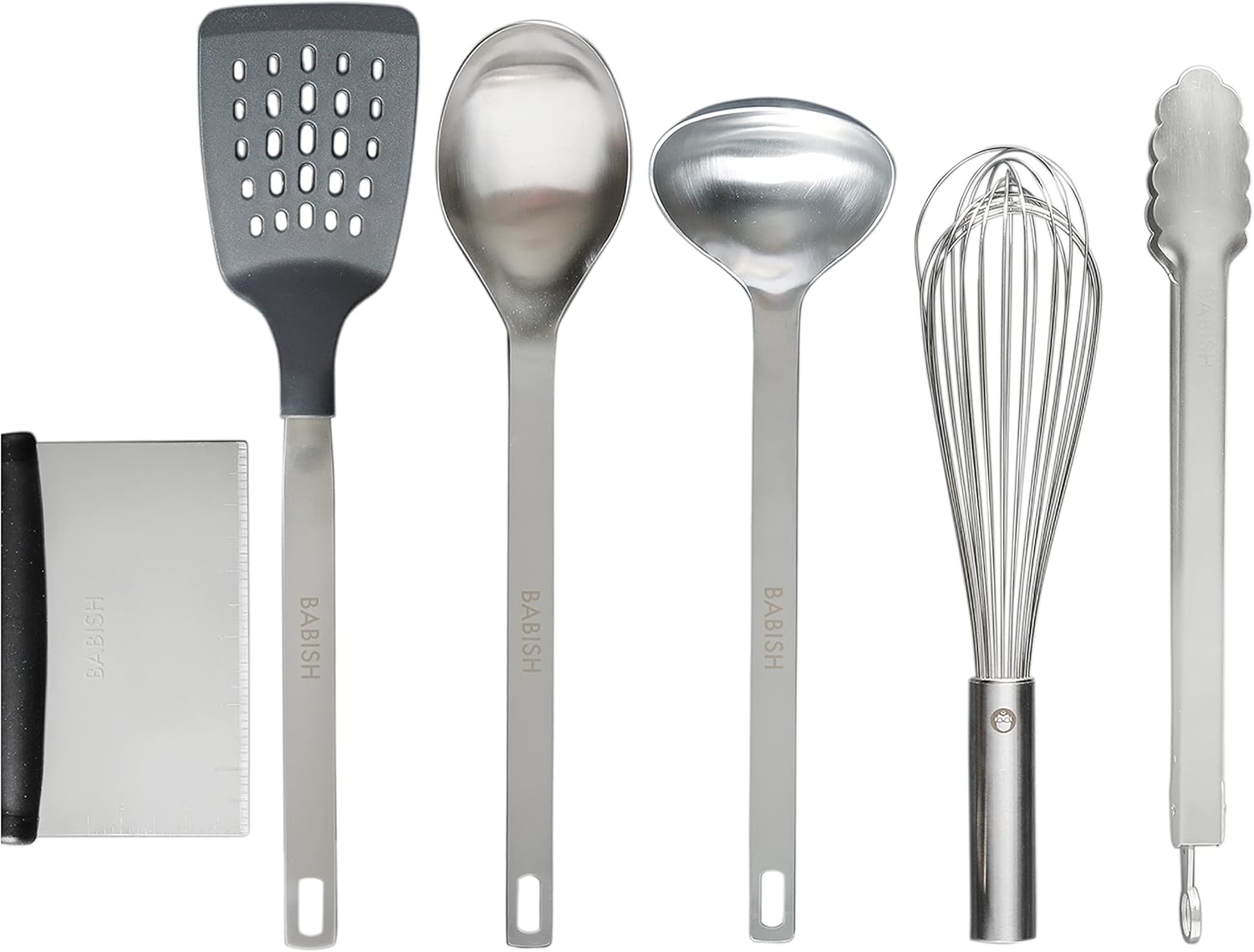 Babish 11 Piece Essential Teak Wood, Silicone, and Stainless Steel Tool Set