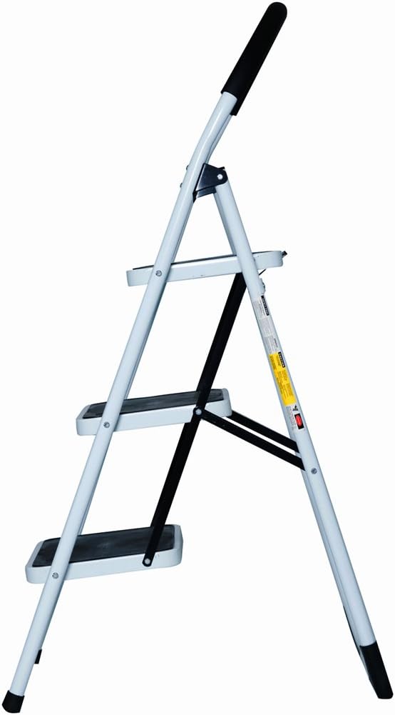 Good Life EN131 Folding 3 Step Ladder Home Depot Steel, Lightweight 300 lb Capacity with Hand Grip Anti-Slip and Wide Pedal