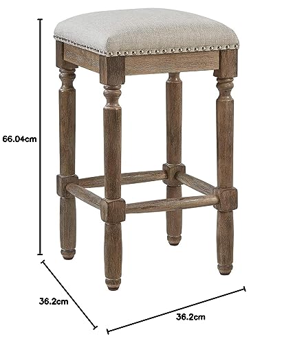 Ball & Cast Counter Height Barstool Upholstered Counter Stool Weathered Oak Finish 2-Pack 26