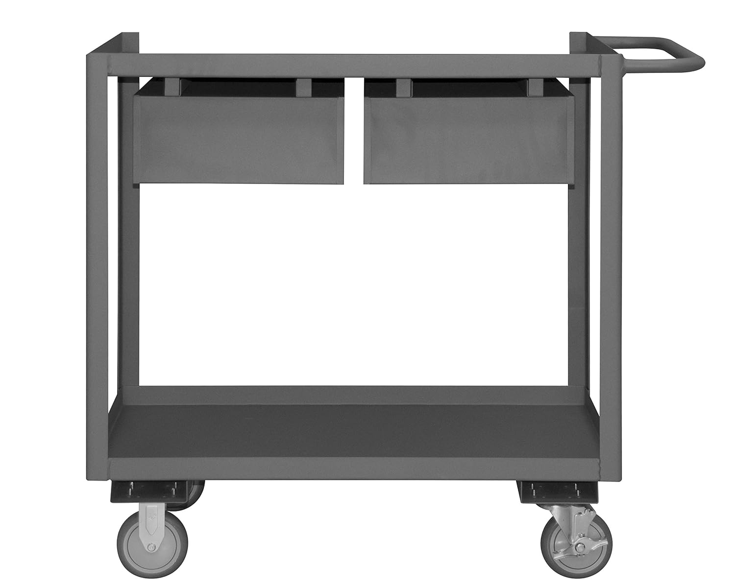 Durham RSC-2436-2-2DR-95 14 Gauge Steel Service Cart with 2 Drawers, 2 Shelves, Gray, 1200 lbs Load Capacity