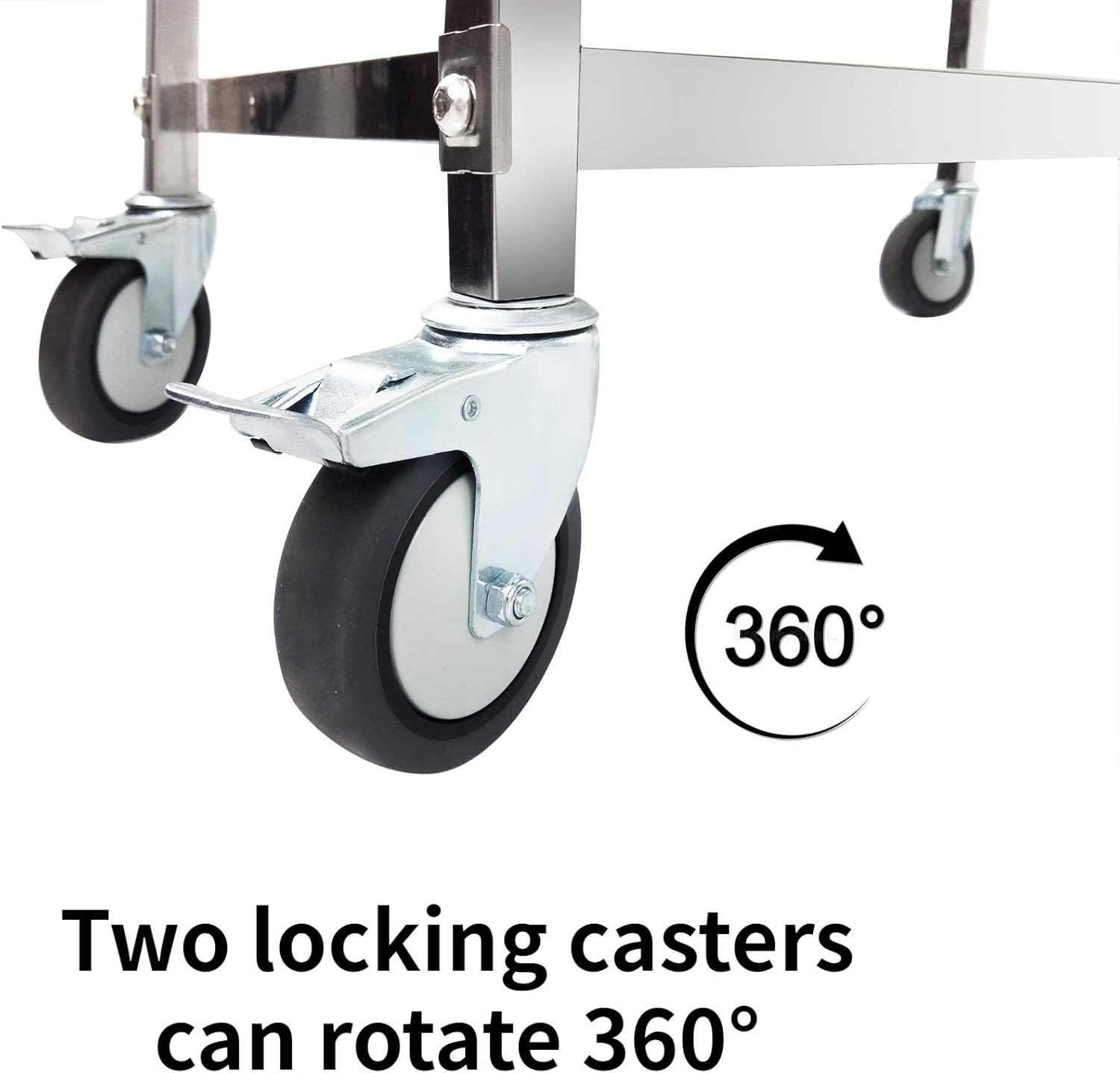 Marada 3-Tier stainless steel utility cart Metal Utility Cart Rolling Utility Catering Storage Cart with Locking Wheels Fruit Vegetable Basket cart for for Small Spaces Kitchen Laundry Narrow Places