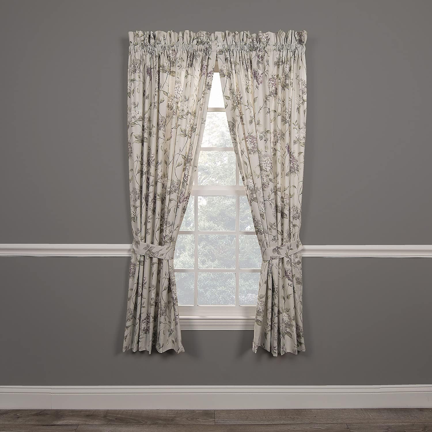 Ellis Curtain Abigail Design Printed Room Darkening 2-Piece Window Rod Pocket Pair Set with 2 Tiers - 56x24