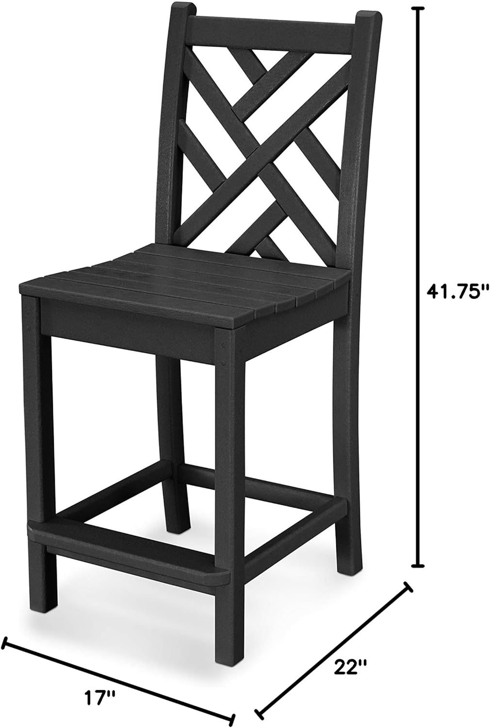 POLYWOOD® Chippendale Counter Chair, Black