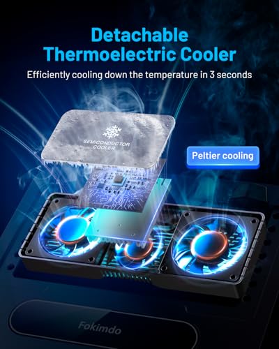 Laptop Cooling Stand with 360° Rotation Base, Detachable Thermoelectric Cooler, Adjustable Height, Solid Carbon Steel, 20Db Ultra-Quiet, 2-Power Peltier Cooling Pad for Laptop Work/Gaming