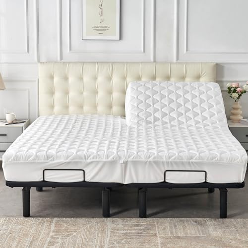Waterproof Quilted Twin XL Mattress Protector Pad for College Dorm Room Extra Long Twin or Adjustable Bed Padded Fitted Matress Cover White
