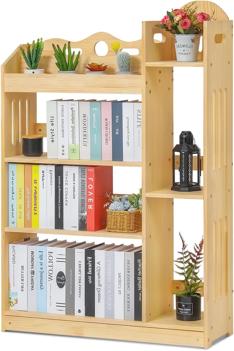 Magshion Staggered 4 Shelf Wood Bookshelf, 33.1