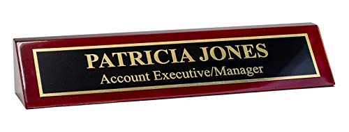 Rosewood Piano Finish Custom Personalized Desk Name Plate Sign, 2