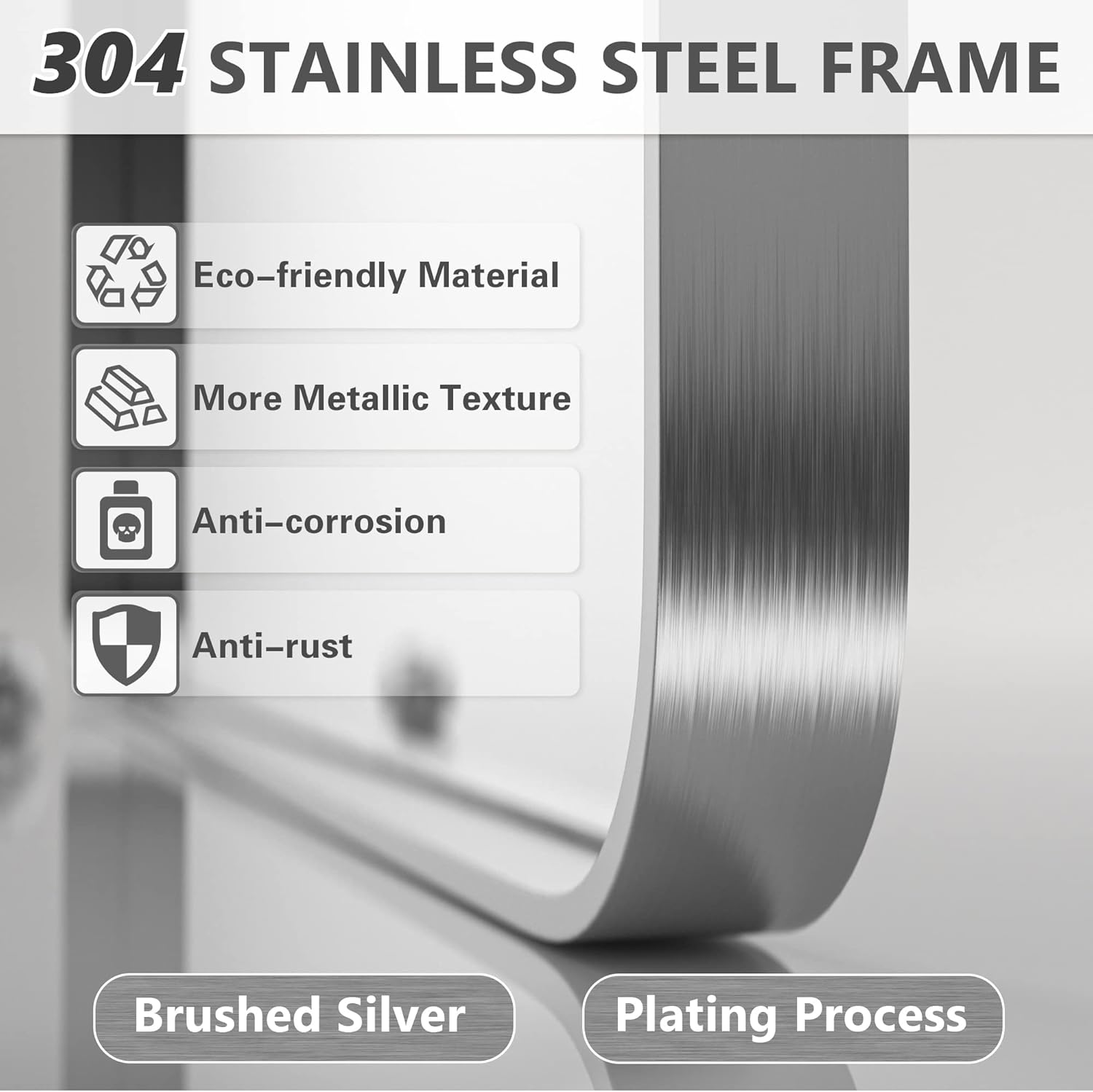 16x24-Inch Brushed Nickel Bathroom-Vanity-Mirror for Wall - 304 Stainless Steel Silver Frame Bathroom Mirrors, Rectangle Farmhouse Mirror, Vertical Or Horizontal Hanging Modern Mirror