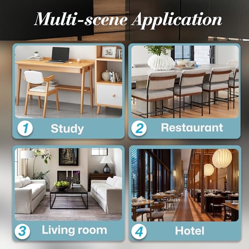 Faux Leather Dining Chairs Set of 4, Upholstered Armless Dining Room Chairs with Metal Chrome Frame, Modern Kitchen Chairs with Mesh Rattan Backrest and Plastic Footmat, Black