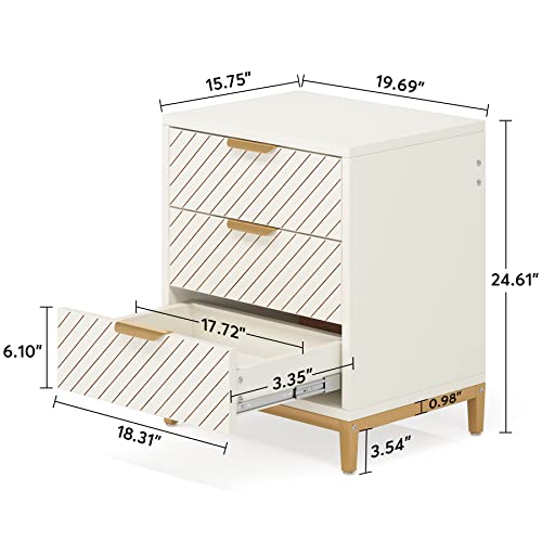 Tribesigns Night Stands Set 2 with 3 Drawers for Bedrooms, Nightstands Bedside End Tables Storage with Adjustable Foot pads for Bedroom, Black Brown