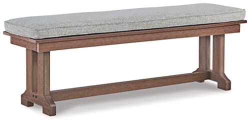 Signature Design by Ashley Emmeline Outdoor HDPE Patio Bench with Cushion, Brown
