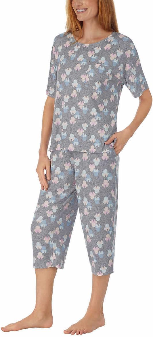 Disney Womens 2 Piece Capri Pajama Set (XX-Large, Minnie Mouse Grey)